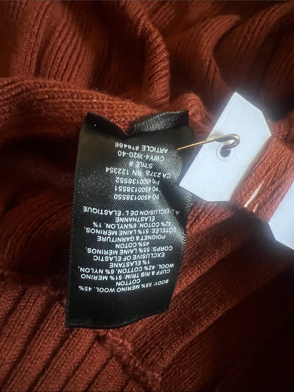 Deep V Ribbed Button-Up Sweater Cardigan - Rust - Picture 8 of 10